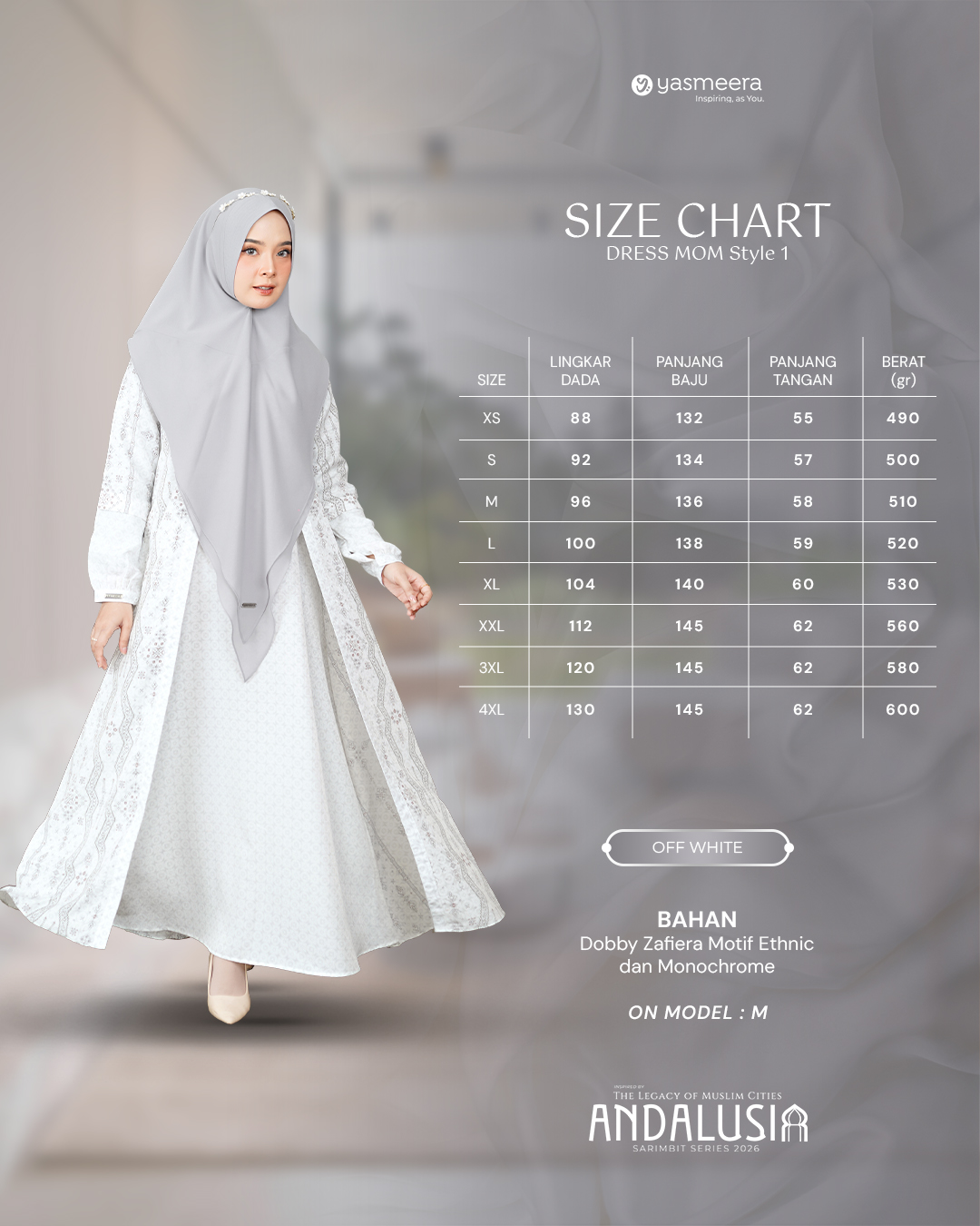 GAMIS ANDALUSIA STYLE 1 DEWASA GRADE B