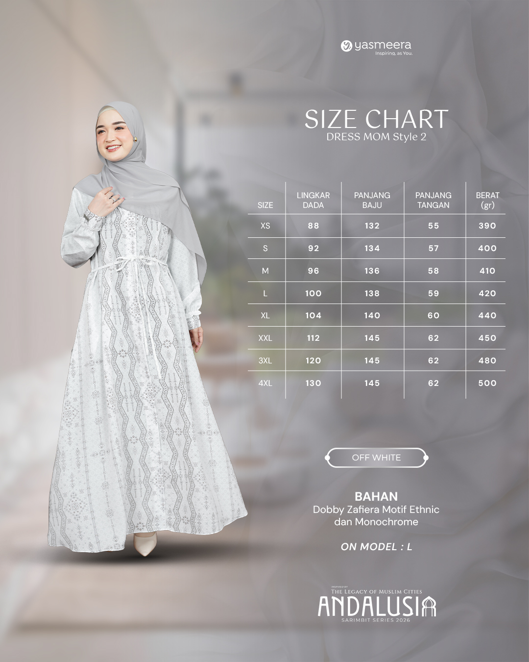 GAMIS ANDALUSIA STYLE 2 DEWASA GRADE B