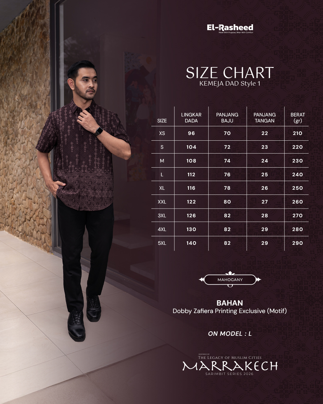 KEMEJA MARRAKECH LENGAN PENDEK DEWASA GRADE B