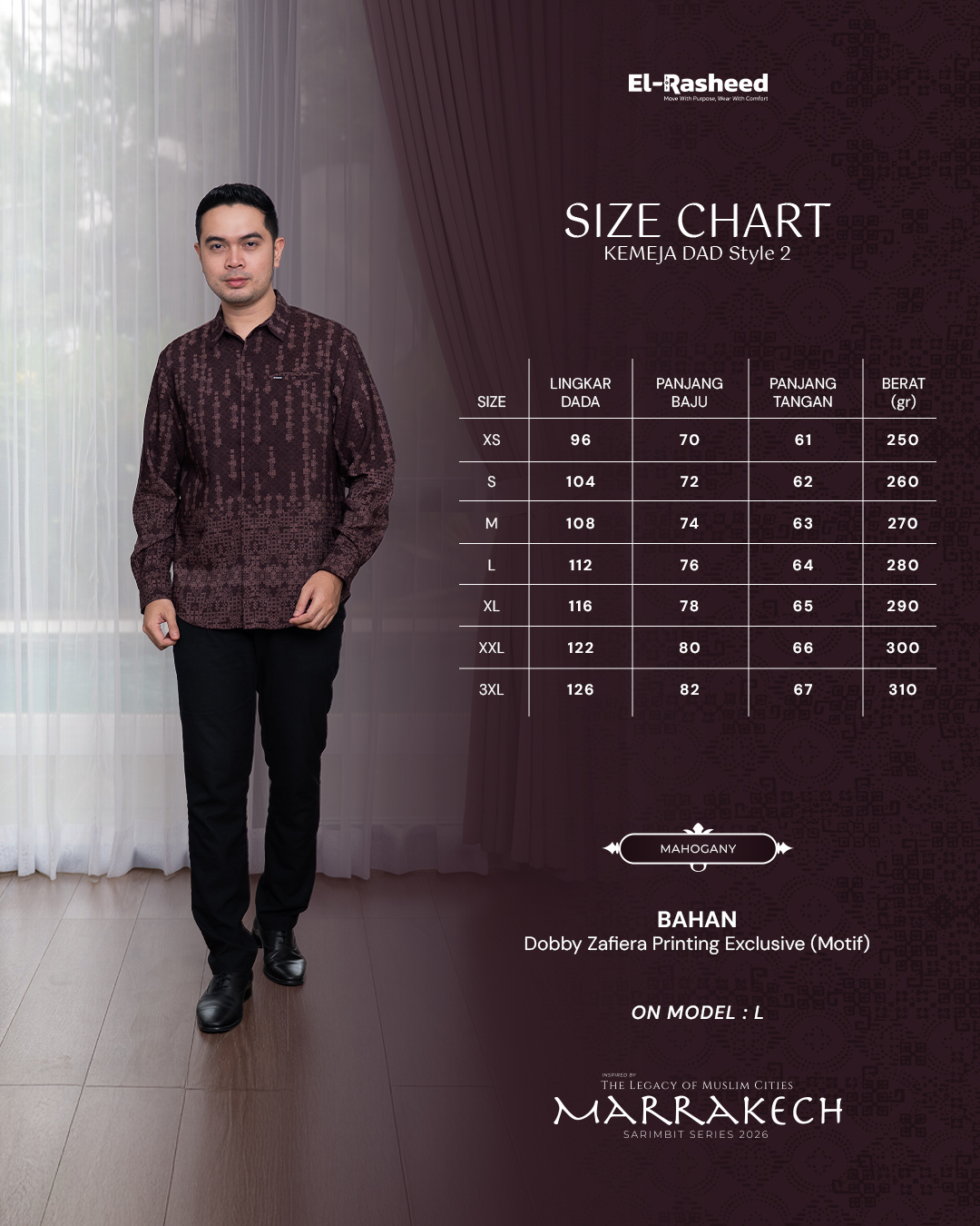 KEMEJA MARRAKECH LENGAN PANJANG DEWASA GRADE B