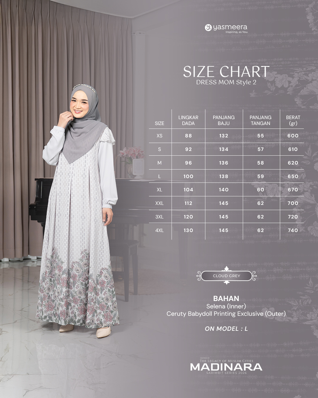 GAMIS MADINARA STYLE 2 DEWASA GRADE B