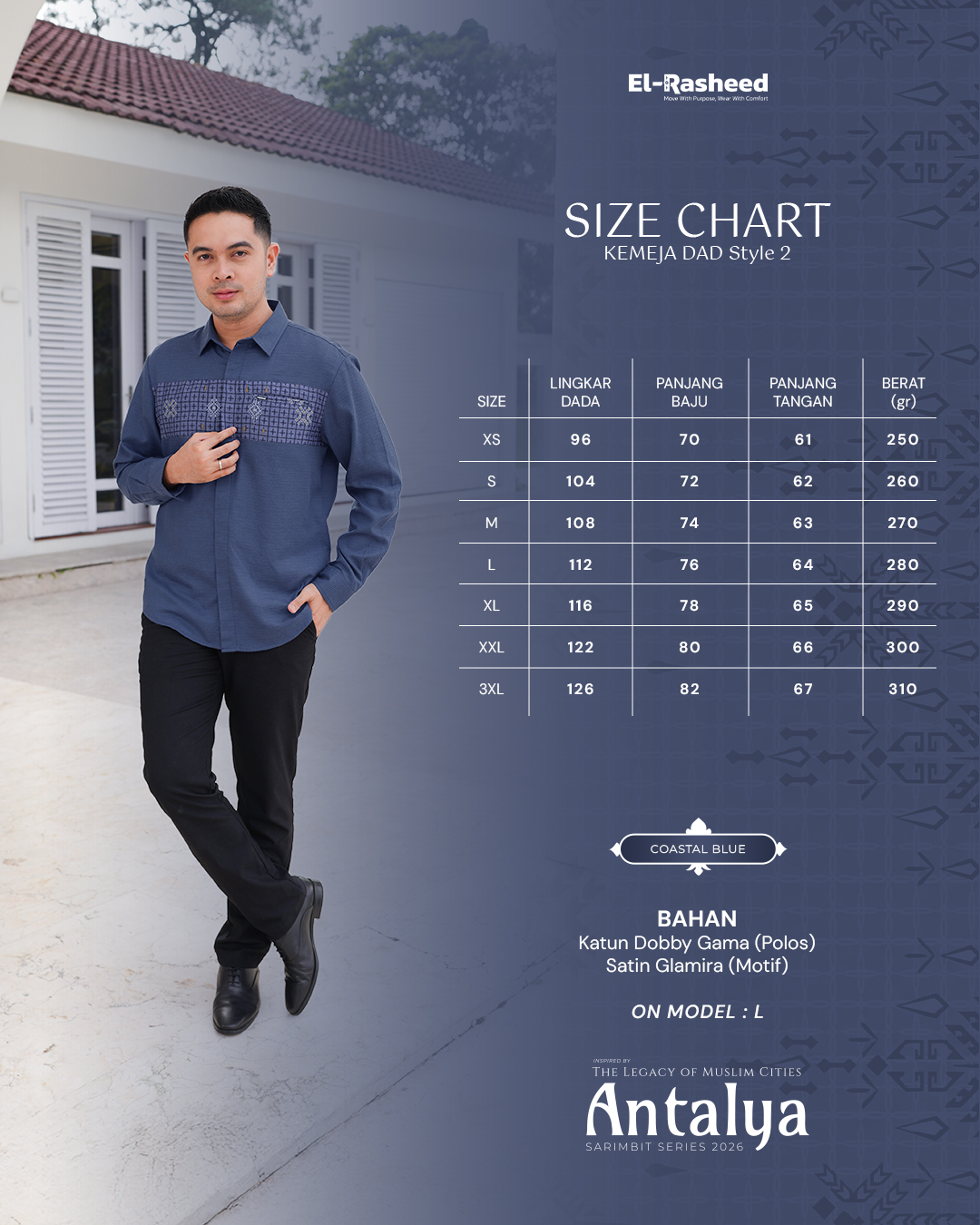 KEMEJA ANTALYA LENGAN PANJANG DEWASA GRADE B