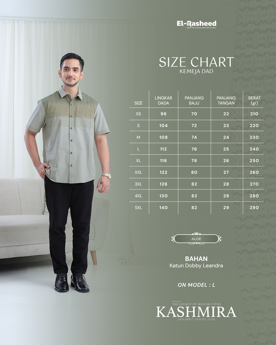 KEMEJA KASHMIRA LENGAN PENDEK DEWASA GRADE B