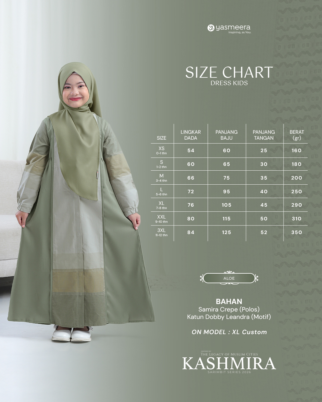 GAMIS KASHMIRA ANAK GRADE B