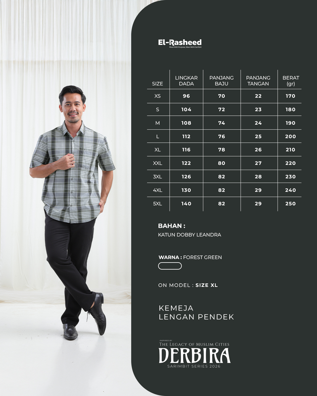 KEMEJA DERBIRA LENGAN PENDEK DEWASA GRADE B