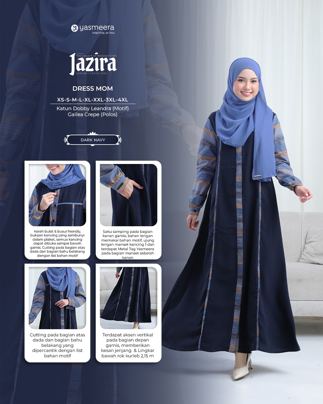 SARIMBIT 2026 JAZIRA SERIES WARNA DARK NAVY
