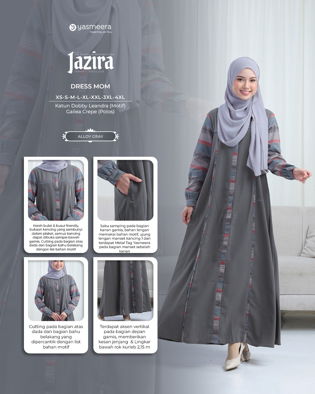 SARIMBIT 2026 JAZIRA SERIES WARNA ALLOY GRAY