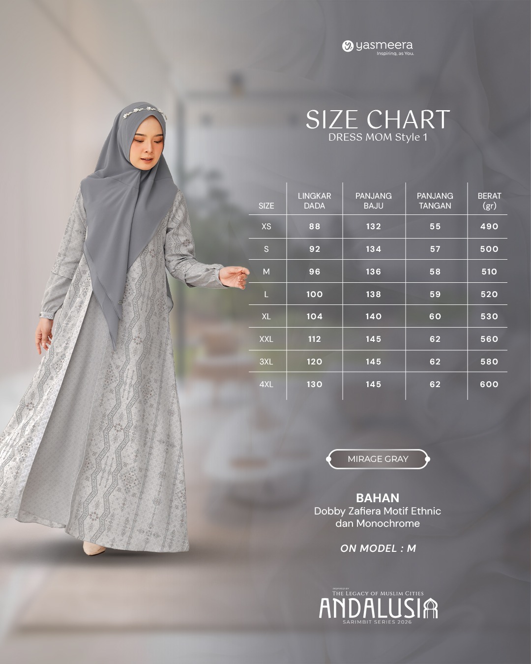 SARIMBIT 2026 ANDALUSIA SERIES WARNA MIRAGE GRAY