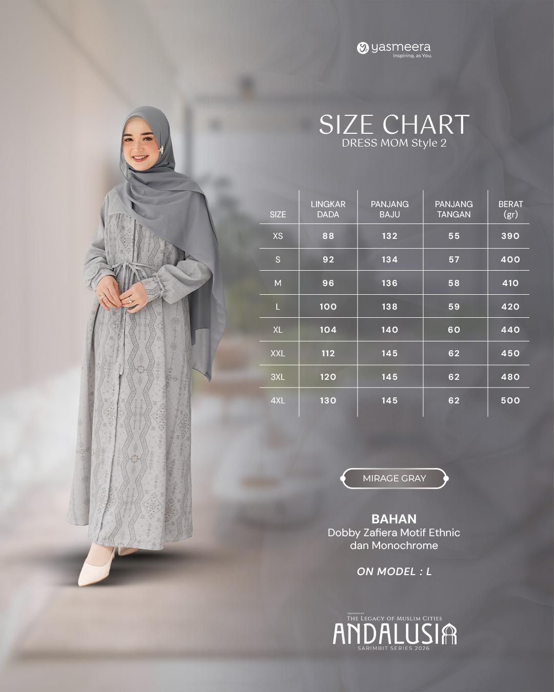 SARIMBIT 2026 ANDALUSIA SERIES WARNA MIRAGE GRAY