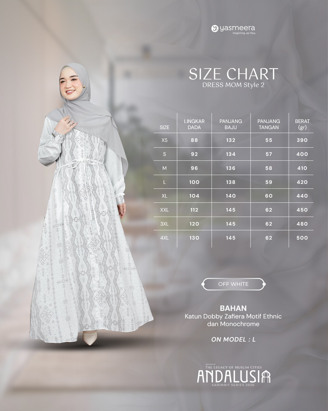 SARIMBIT 2026 ANDALUSIA SERIES WARNA OFF WHITE