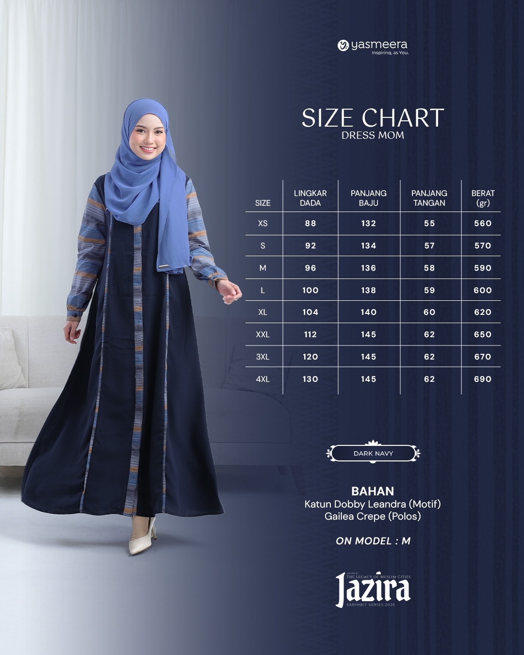 SARIMBIT 2026 JAZIRA SERIES WARNA DARK NAVY