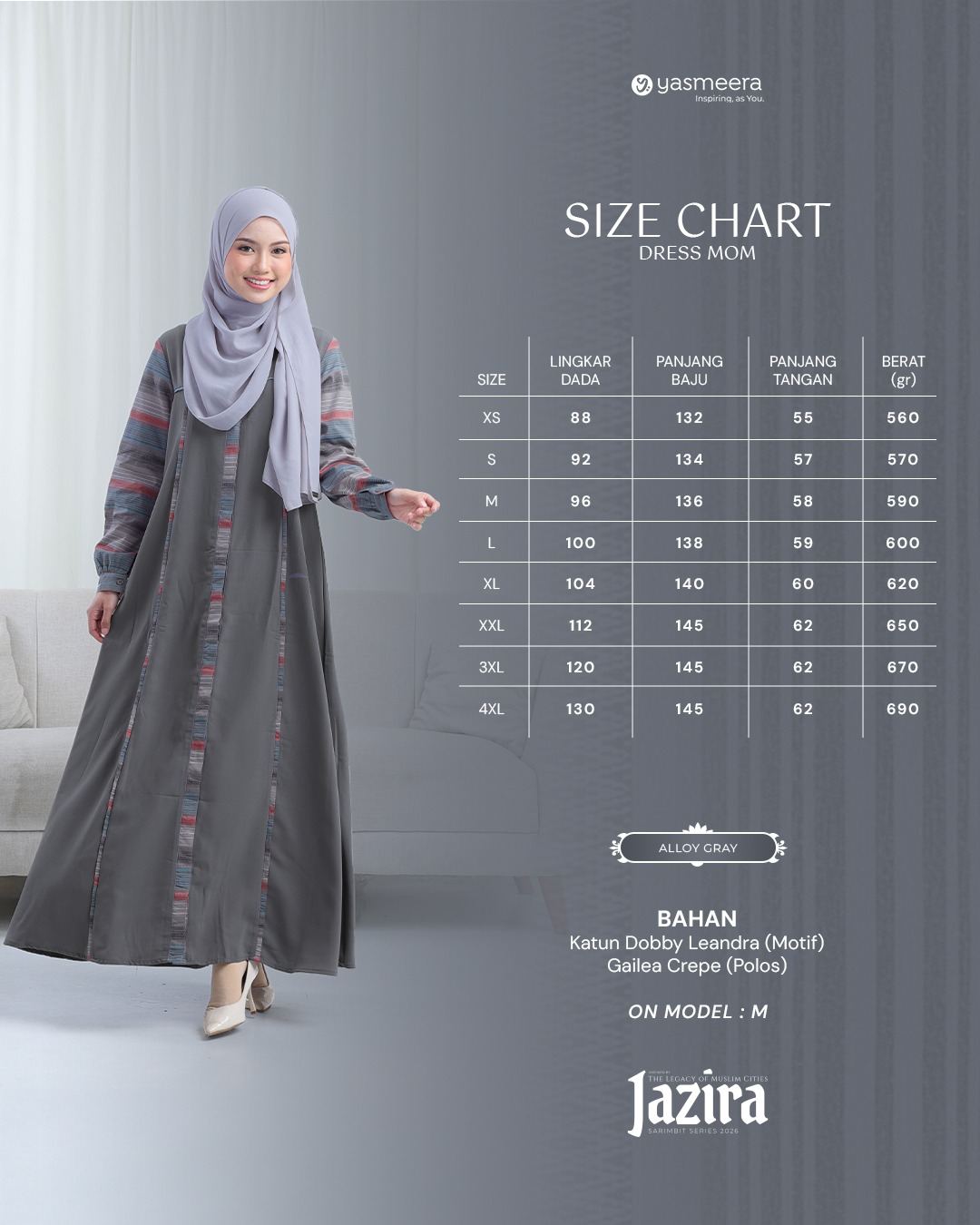 SARIMBIT 2026 JAZIRA SERIES WARNA ALLOY GRAY