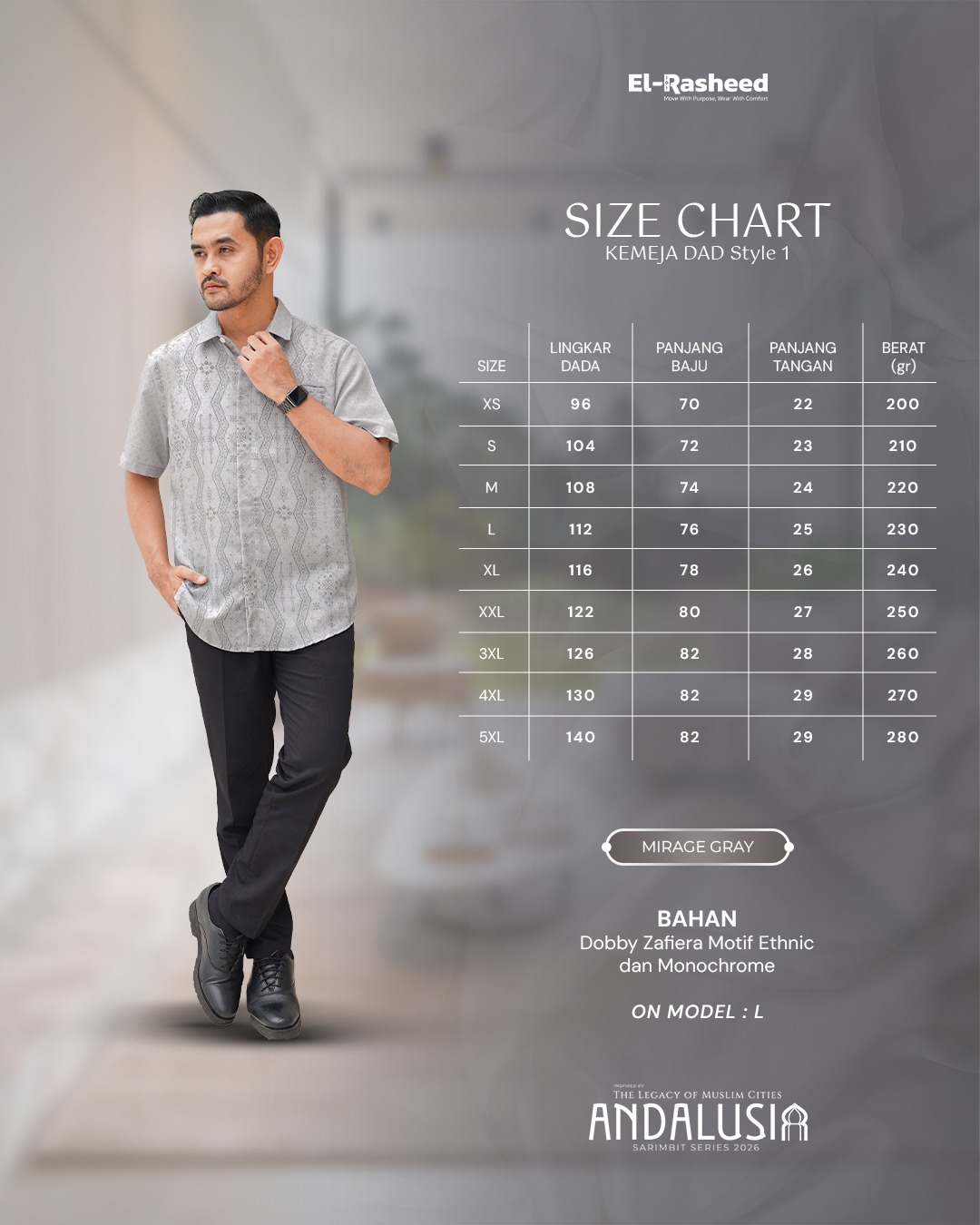 SARIMBIT 2026 ANDALUSIA SERIES WARNA MIRAGE GRAY