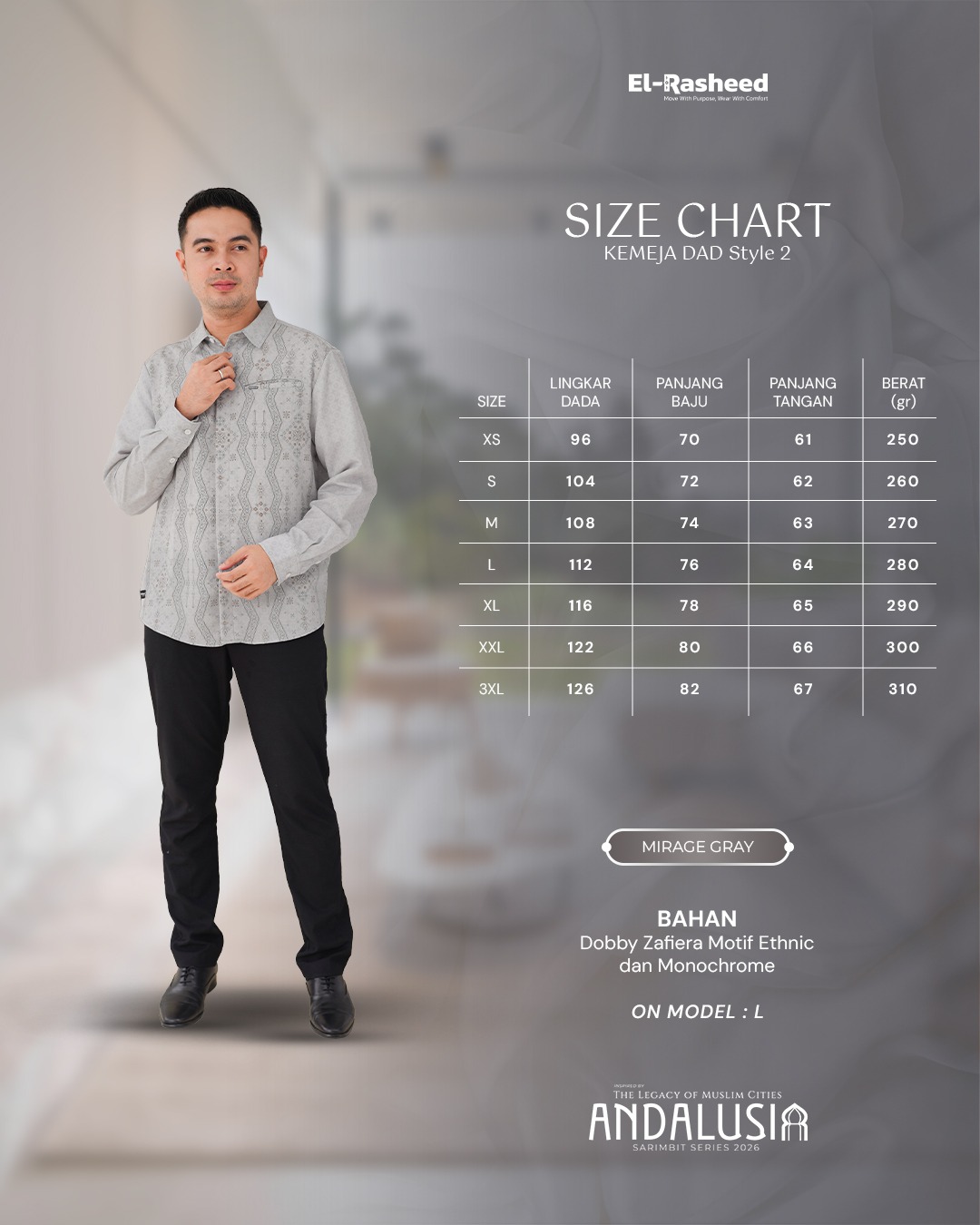 SARIMBIT 2026 ANDALUSIA SERIES WARNA MIRAGE GRAY