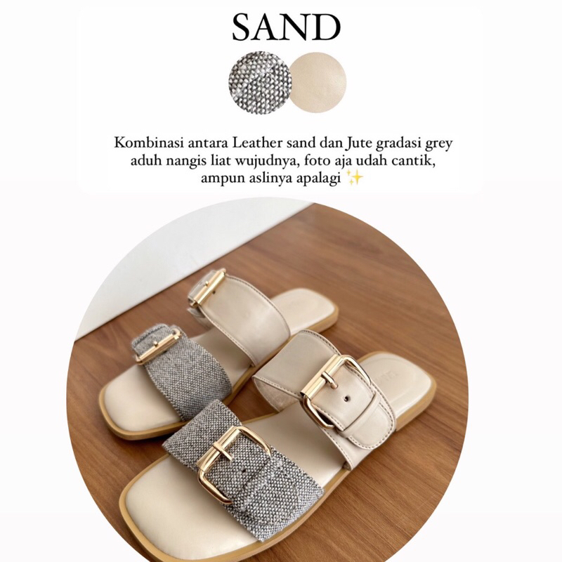 LAMELIKA Milan Sandal Slop Wanita Flatshoes Selop Elegan Slip on Hak 1 cm