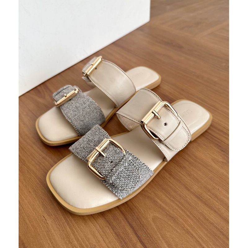LAMELIKA Milan Sandal Slop Wanita Flatshoes Selop Elegan Slip on Hak 1 cm