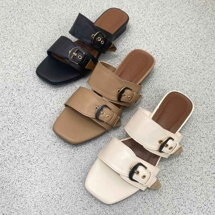 FLORA SANDAL | Sandal Wanita Casual Dewasa Elegan Flat Shoes Selop Tali 3 Cm Cocok untuk acara casual kondangan wisuda dan jadi sendal korean style outfit By Lamelika