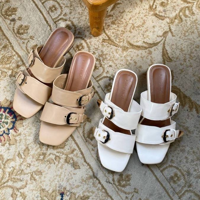 FLORA SANDAL | Sandal Wanita Casual Dewasa Elegan Flat Shoes Selop Tali 3 Cm Cocok untuk acara casual kondangan wisuda dan jadi sendal korean style outfit By Lamelika
