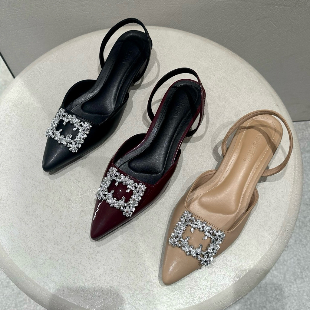 LAMELIKA - Zora Mules Sandal Kondangan Wanita Elegan 3 Cm Slip On Anti Slip