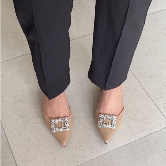 LAMELIKA - Zora Mules Sandal Kondangan Wanita Elegan 3 Cm Slip On Anti Slip