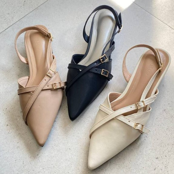 LAMELIKA - Kara Mules Sandal Wanita Elegan 3 Cm Slip On Anti Slip