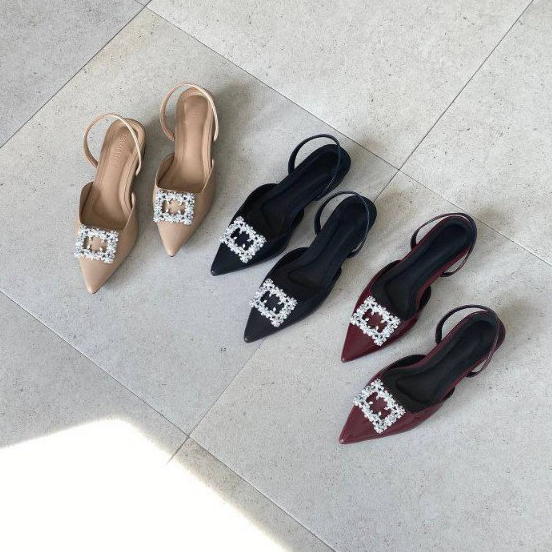 LAMELIKA - Zora Mules Sandal Kondangan Wanita Elegan 3 Cm Slip On Anti Slip