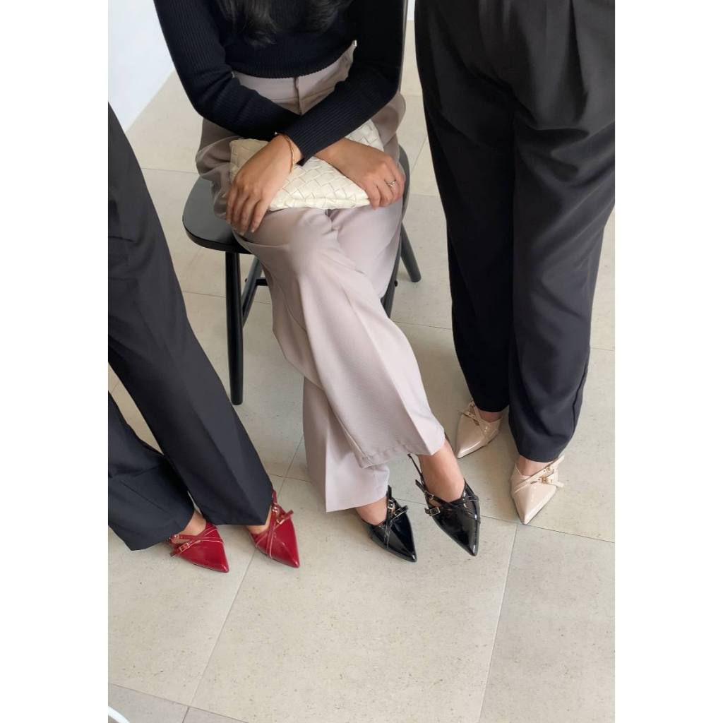 LAMELIKA - Kara Mules Sandal Wanita Elegan 3 Cm Slip On Anti Slip