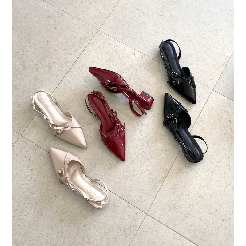 LAMELIKA - Kara Mules Sandal Wanita Elegan 3 Cm Slip On Anti Slip