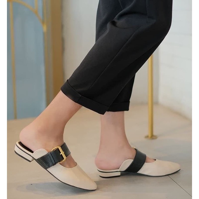 Selena Sepatu Sandal Mules Wanita Flat Slip On by LAMELIKA Shoes