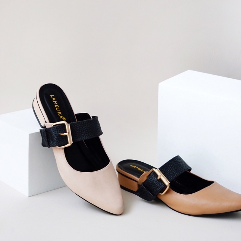 Selena Sepatu Sandal Mules Wanita Flat Slip On by LAMELIKA Shoes