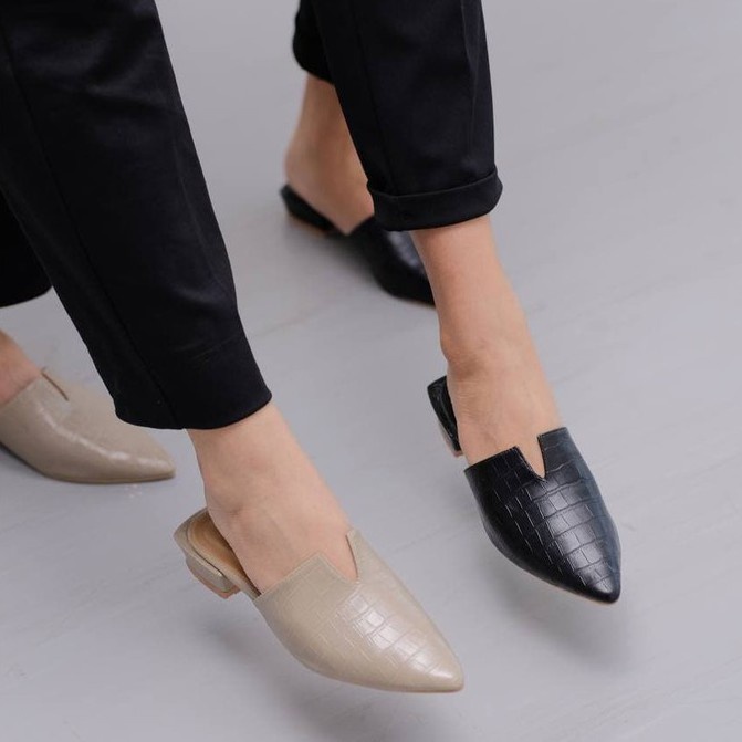 LAMELIKA - Raline Sepatu Sandal Mules Wanita Flat Slip On Shoes