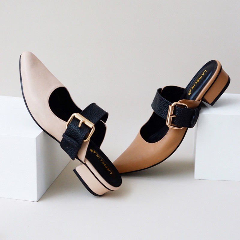 Selena Sepatu Sandal Mules Wanita Flat Slip On by LAMELIKA Shoes