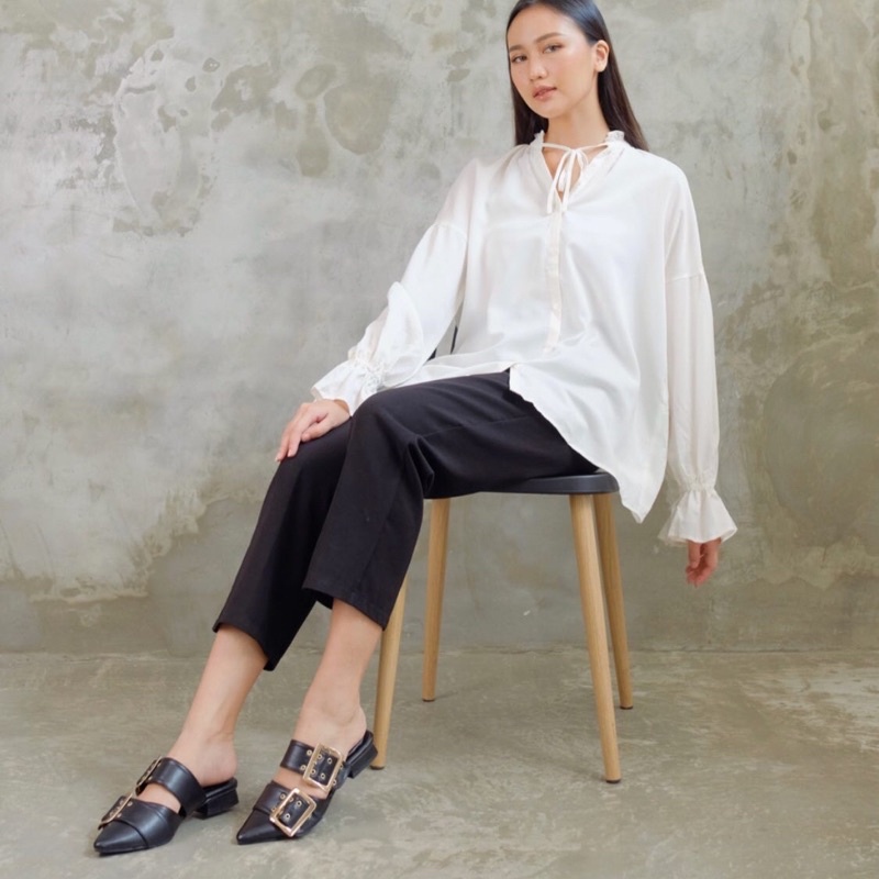 LAMELIKA Zava Sandal Sepatu Flat Mules Heels 3cm Teplek Slop Wanita Elegan Slip on