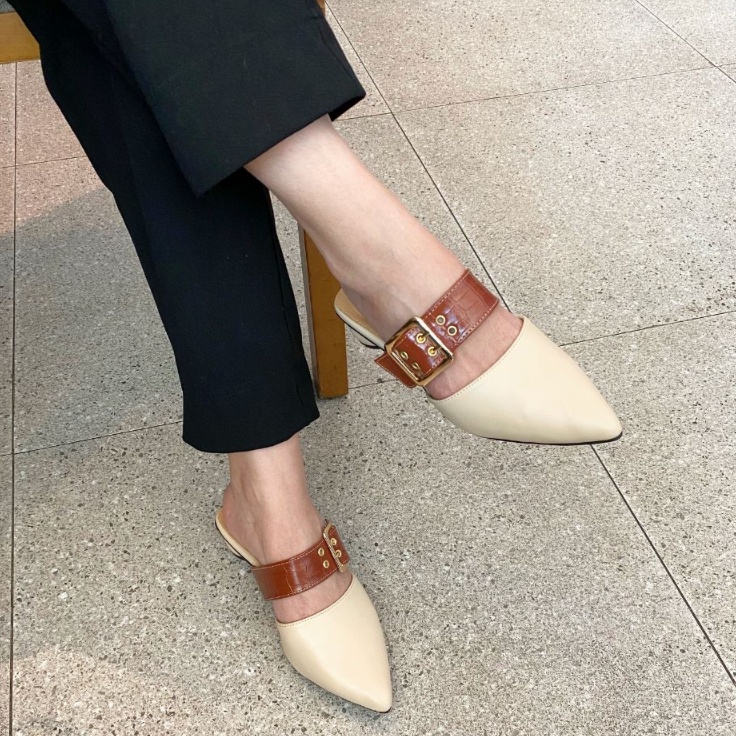 LAMELIKA - Rachel Mules Sandal Wanita 3 Cm - Sendal Wanita Slop