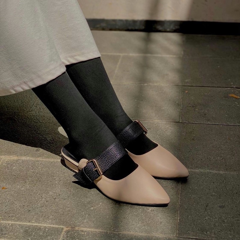 Selena Sepatu Sandal Mules Wanita Flat Slip On by LAMELIKA Shoes