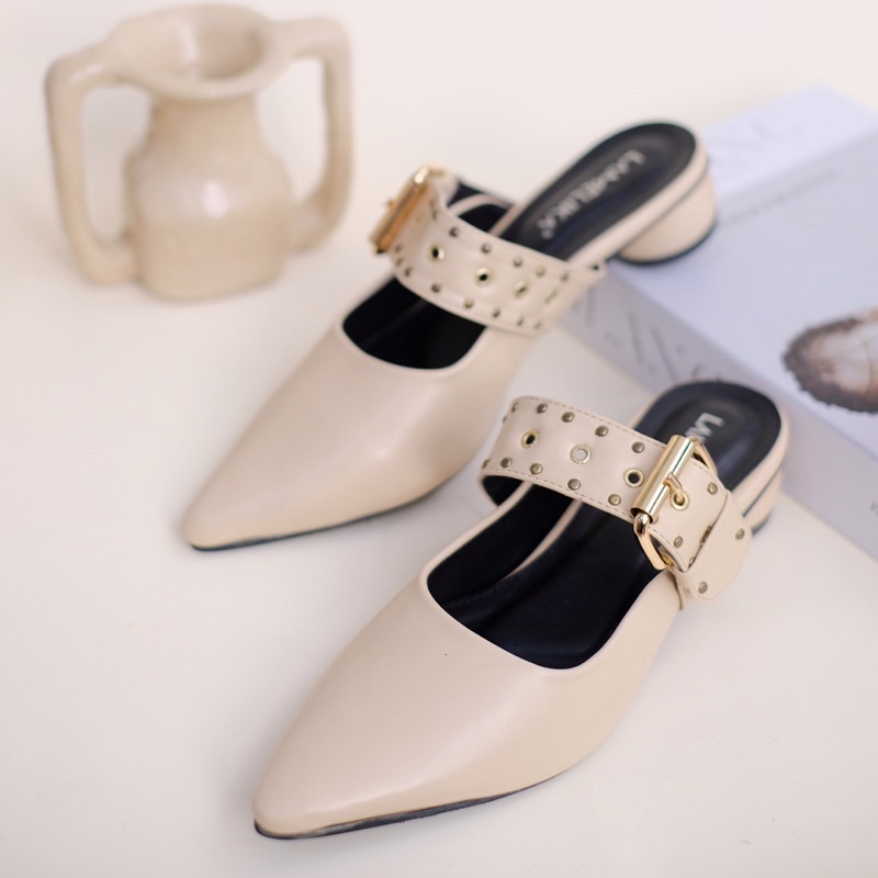LAMELIKA FREYA Sandal Sepatu mules wanita heels 3cm Slip On Elegan