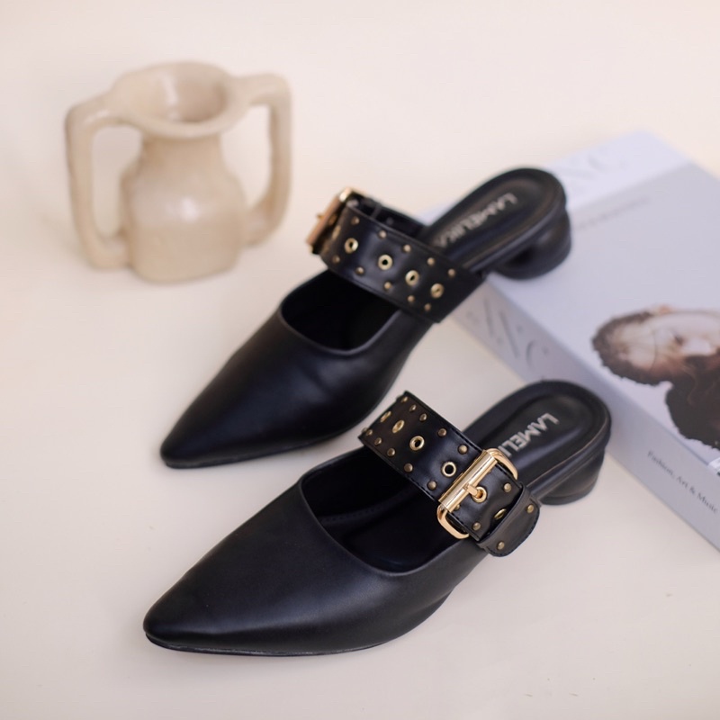 LAMELIKA FREYA Sandal Sepatu mules wanita heels 3cm Slip On Elegan