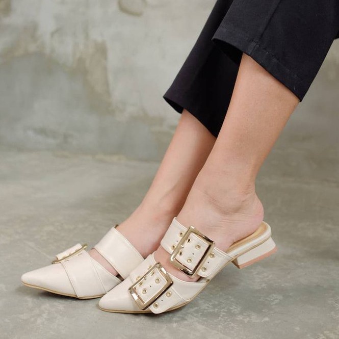 LAMELIKA Zava Sandal Sepatu Flat Mules Heels 3cm Teplek Slop Wanita Elegan Slip on