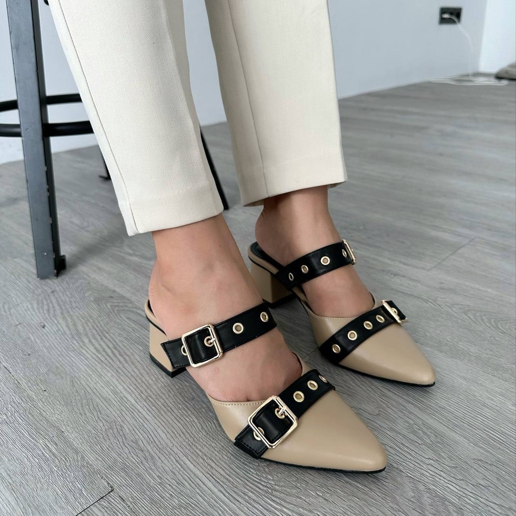 LAMELIKA Kian Sandal Mules Hak Tahu Wanita 5 cm