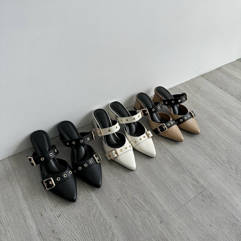 LAMELIKA Kian Sandal Mules Hak Tahu Wanita 5 cm