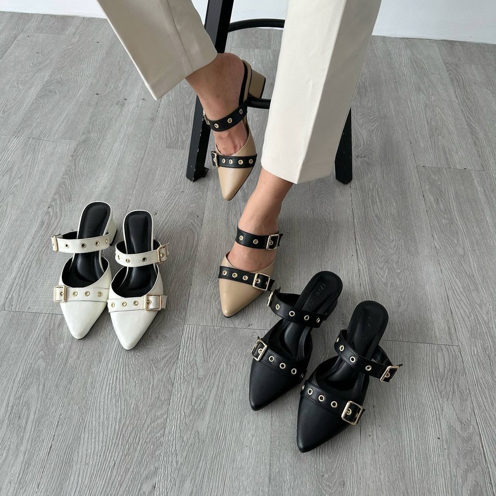 LAMELIKA Kian Sandal Mules Hak Tahu Wanita 5 cm