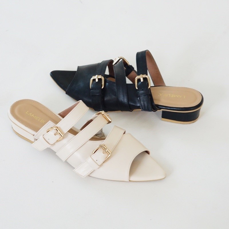 LAMELIKA Sandal Wanita ECLAIRE - Sendal wanita slop kekinian - Mules wanita - sendal wanita terbaru - sendal tali wanita kekinian - Sendal Kekinian