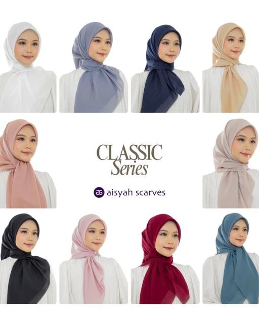 Image of AISYAH SCARVES Jilbab Printing Segiempat Voal Titanium 110 Basic Classic Series