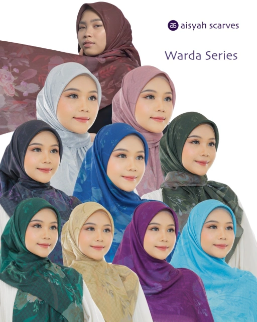 Image of AISYAH SCARVES Jilbab Printing Segiempat Voal Waffle 120 Warda Series