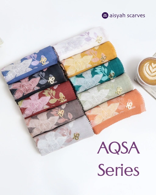 Image of AISYAH SCARVES Jilbab Printing Segiempat Voal Ultrafine 120 Aqsa Series