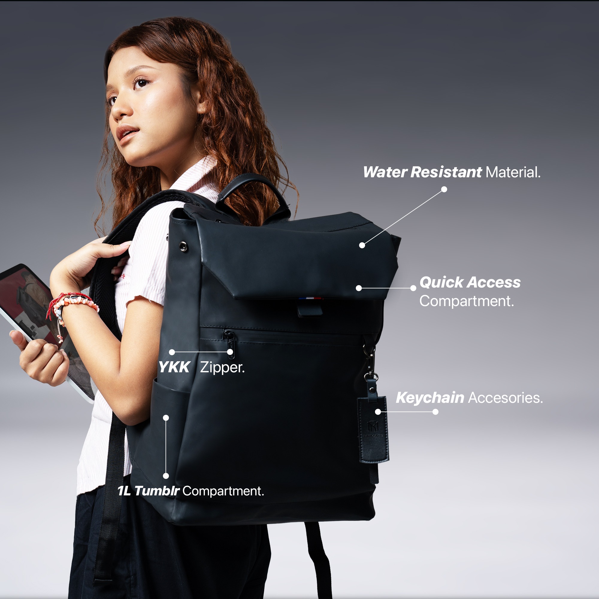 Mr Mads - Marshall Backpack Pria - Tas Ransel Pria Wanita Tas Punggung Pria Outdoor Kapasitas Besar Tas laptop 14,6 Inc - Waterproof