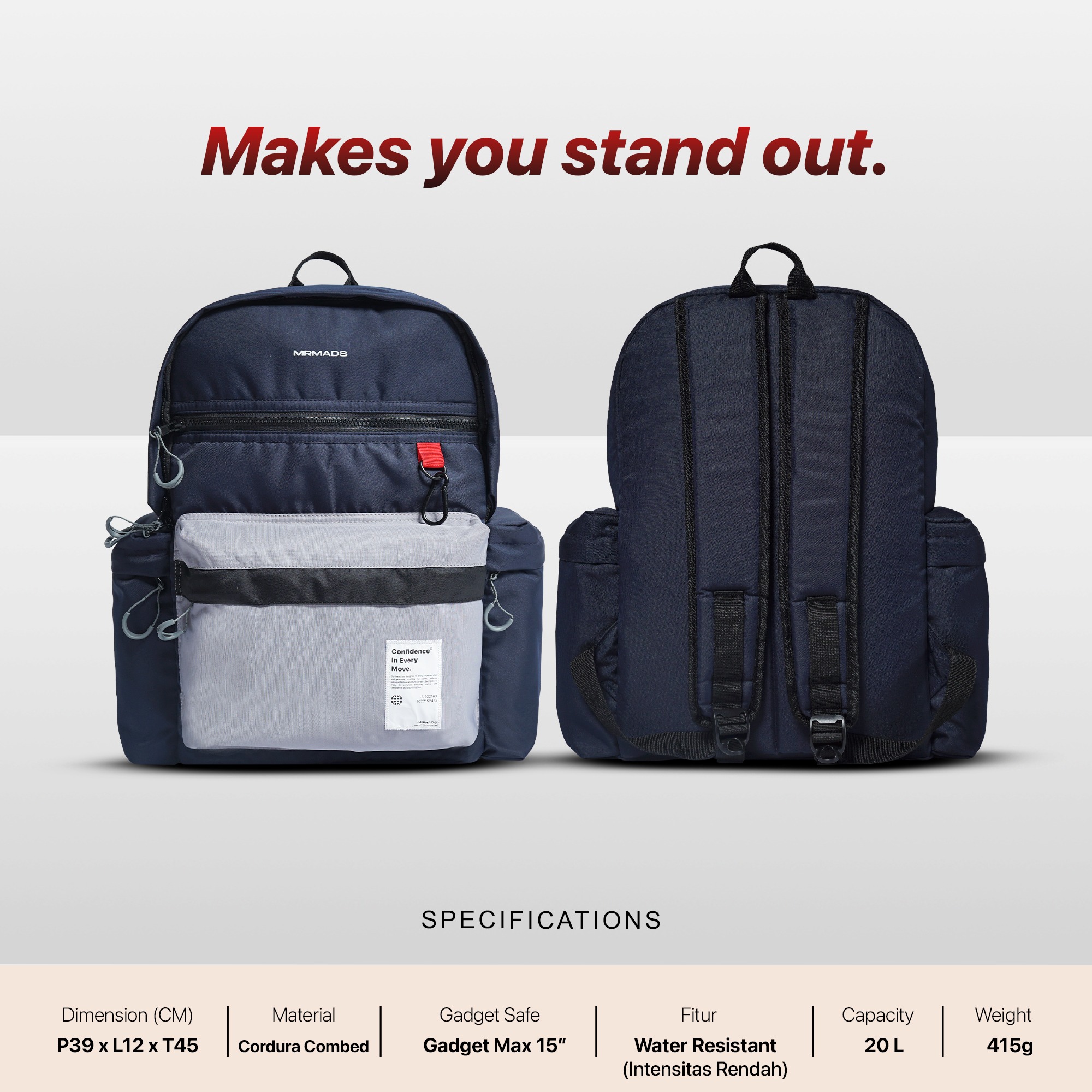 Mr Mads - Byon Backpack - Tas Ransel Pria Wanita Tas Punggung Pria Outdoor Kapasitas Besar