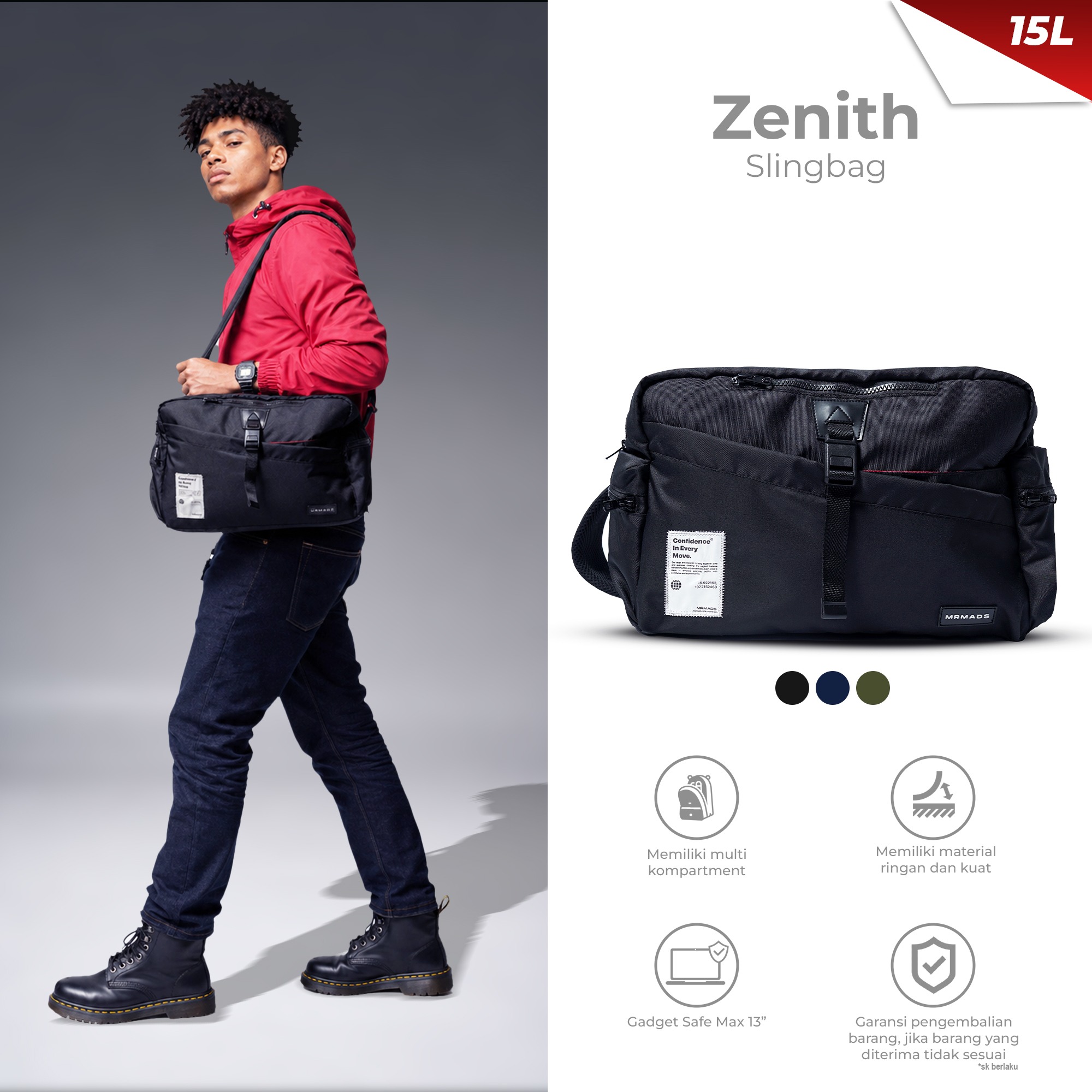 Mr Mads - Zenith Sling Bag Tas Selempang Pria Waistbag Pria crossbody & shoulder bags
