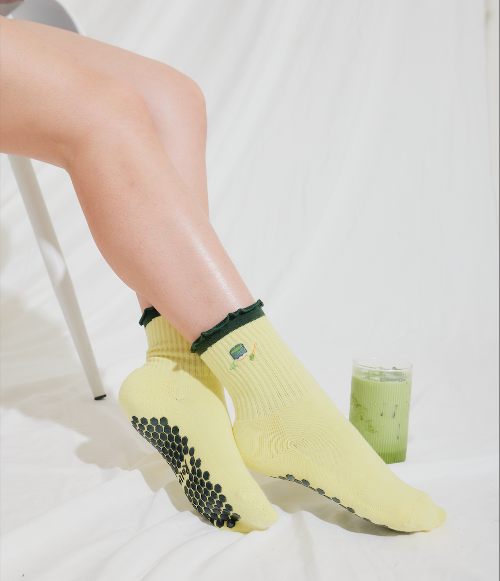 Rise & Matcha Pilates Grip Socks