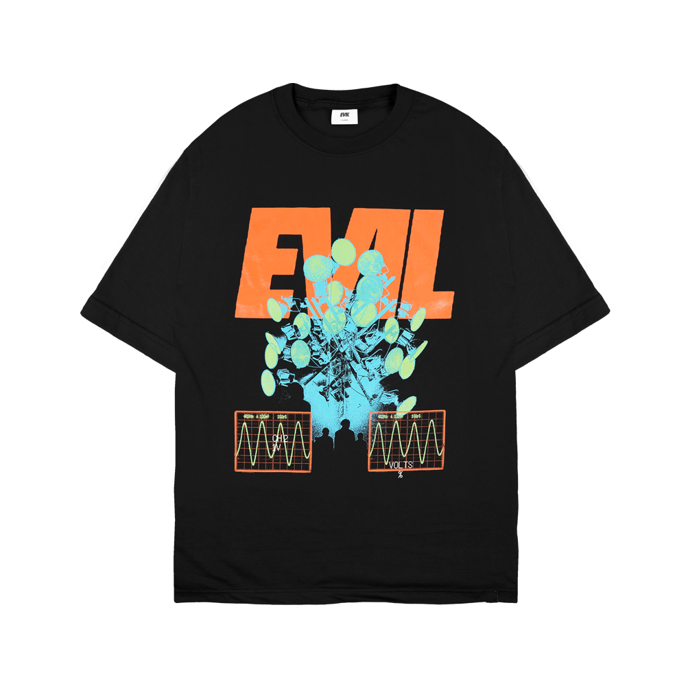 EVIL TSHIRT OVERSIZED - HEART VOLTS C26 BLACK